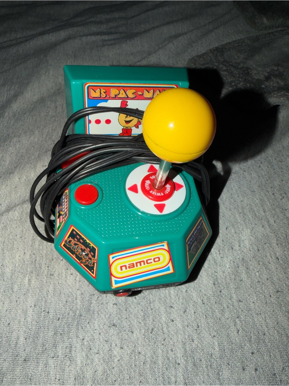 Teal & Yellow Mini Joystick Controller - Ms. Pac-Man